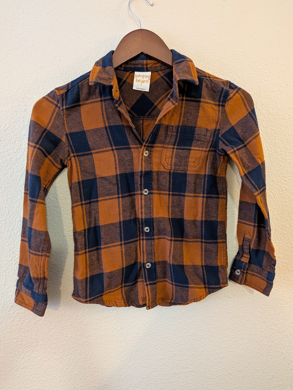 jumping beans Orange and Navy Plaid Button-Down Shirt